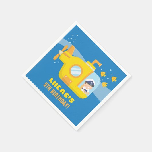 海底少年の水中の誕生日パーティナプキンス スタンダードカクテルナプキン (角)