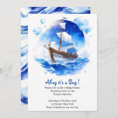 海底歓迎：男の子航海のの赤ちゃんシャワー 招待状 (正面/裏面)