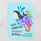 海底水族館誕生日招待状 招待状 (正面/裏面)