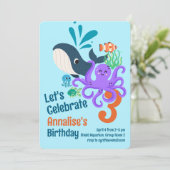 海底水族館誕生日招待状 招待状 (スタンド正面)