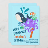 海底水族館誕生日招待状 招待状 (正面/裏面)