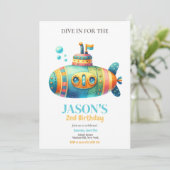 海底水色子供の誕生日パーティー 招待状 (スタンド正面)