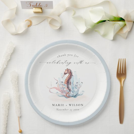 海底海藻結婚サンゴ ペーパープレート (ウェディング)