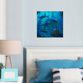 海底深處の海の動物 スチームパンク潜水艦 箔ポスター (インサイチュ (寝室))