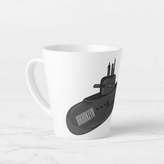 海底漫画イラストレーション カフェラテマグ (左アングル)