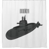 海底漫画イラストレーション シャワーカーテン (正面)