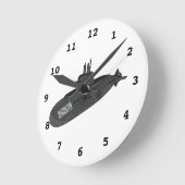 海底漫画イラストレーション ラウンド壁時計 (傾斜)