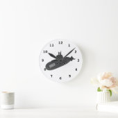 海底漫画イラストレーション ラウンド壁時計 (ホーム)