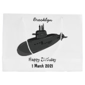 海底漫画イラストレーション ラージペーパーバッグ (裏面)