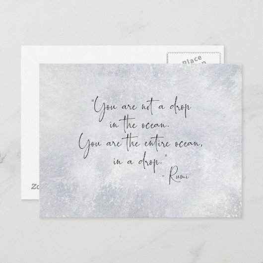 海引用文あなたが海にドロップしていない – Rumi ポストカード (正面/裏面)