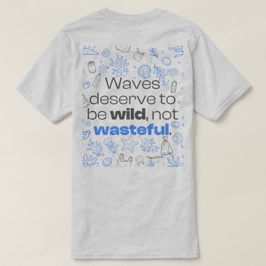 海引用文デザイン及びマリンラインアート Tシャツ (デザイン裏面)
