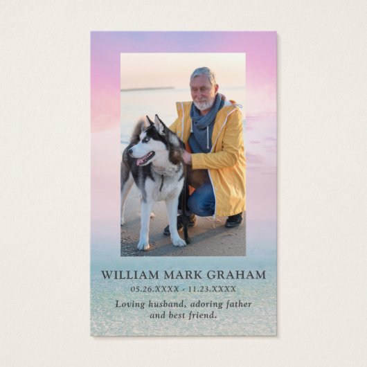 海悔やみや弔慰葬儀記念写真祈りの言葉カード (正面)