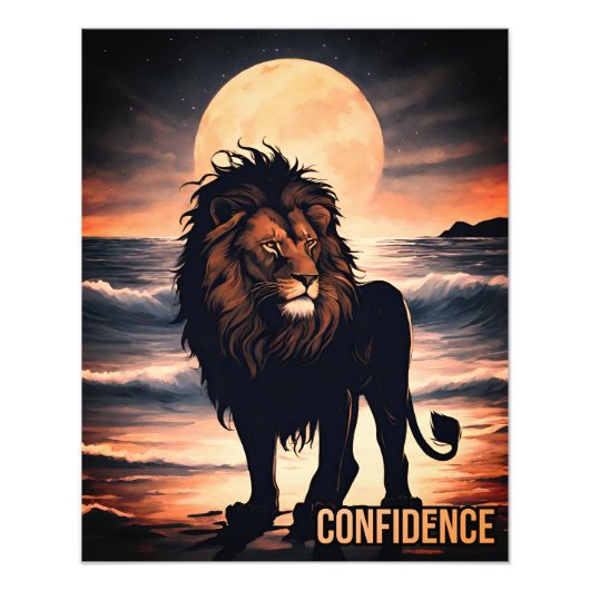 海感動的ライオン自信 フォトプリント            (正面)