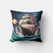 海戦を行う海賊船 クッション (正面)