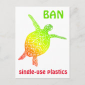 海救亀亀がプラスチックごみを禁止 ポストカード (正面)