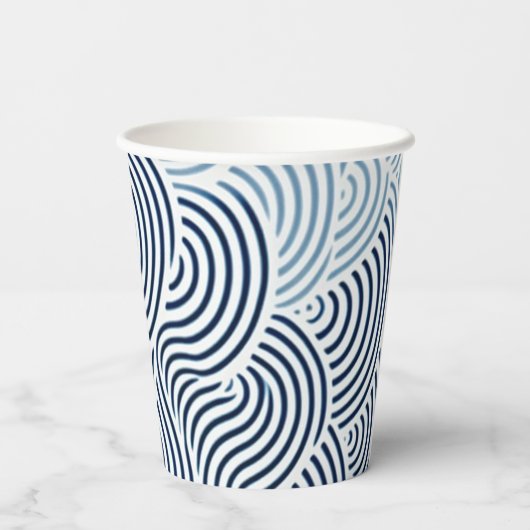 海日本の波ブルーと白デザイン 紙コップ (裏面)