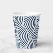 海日本の波ブルーと白デザイン 紙コップ (左)