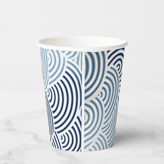 海日本の波ブルーと白デザイン 紙コップ (右)