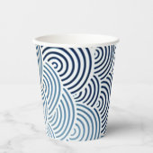 海日本の波ブルーと白デザイン 紙コップ (正面)