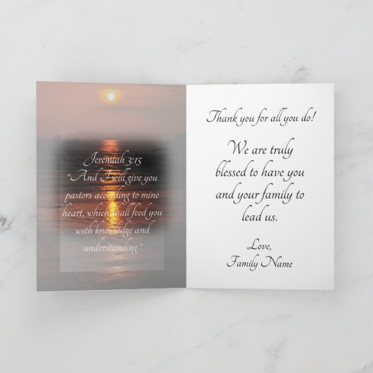 海日没の牧師の感謝 サンキューカード (内部)