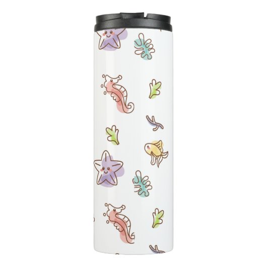 海星と魚vの着色海洋生物模様 タンブラー (裏面)