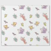 海星と魚vの着色海洋生物模様 ラッピングペーパー (フラット)