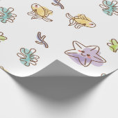 海星と魚vの着色海洋生物模様 ラッピングペーパー (角)