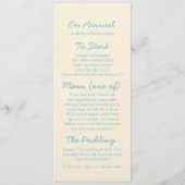 海星の青い及びクリーム色の結婚式夕食メニュー メニュー (裏面)