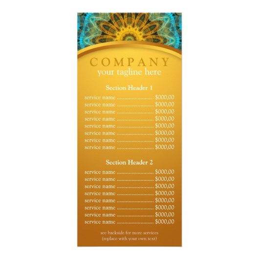 海星マンダラ価格一覧メニュー ラックカード (正面)