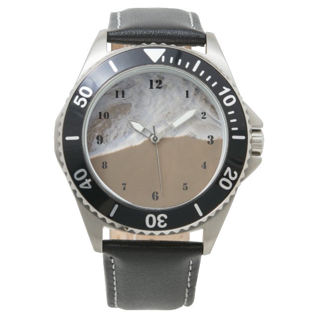 海時計の白いビーチ 腕時計 (正面)