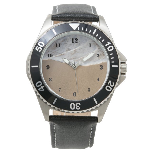 海時計の白いビーチ 腕時計 (正面)