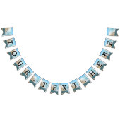 海景のビーチ結婚式の青の海 バンティングフラッグ (全)