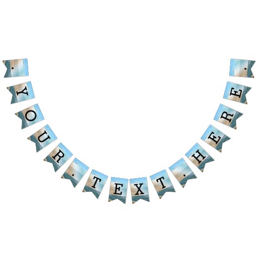 海景のビーチ結婚式の青の海 バンティングフラッグ (全)