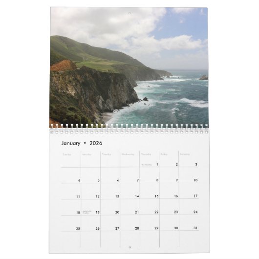 海景 カレンダー (1月 2026)