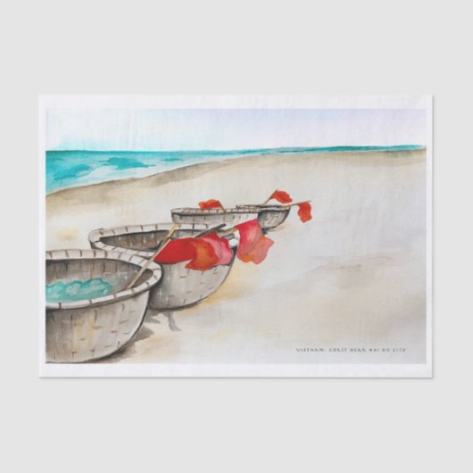 海景。ベトナム。コーストインホイアンキャンバス 薄葉紙 (正面)