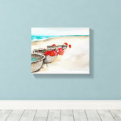 海景。ベトナム。ホイアンの海岸 キャンバスプリント (インサイチュ (ウッドフロア))