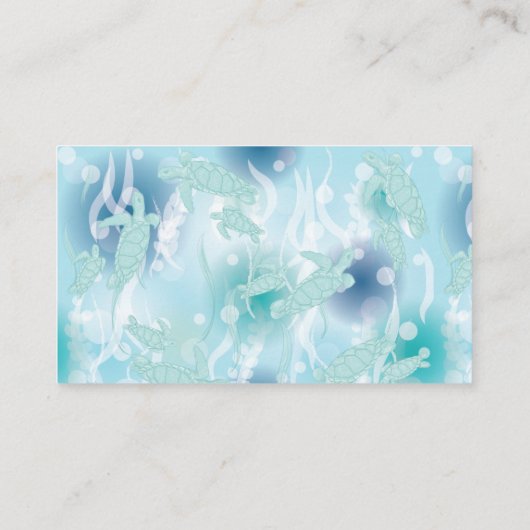 海書の下でウミガメの赤ちゃんシャワー エンクロージャーカード (裏面)