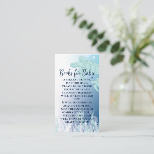 海書の下でウミガメの赤ちゃんシャワー エンクロージャーカード (スタンド正面)