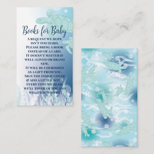 海書の下でウミガメの赤ちゃんシャワー エンクロージャーカード (正面/裏面)