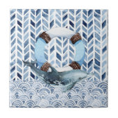 海模様のイルカと救命ブイ タイル (正面)