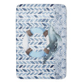 海模様のイルカと救命ブイ バスマット (正面縦)