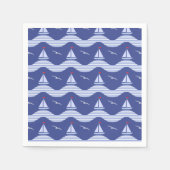 海模様のストライプの帆船 スタンダードカクテルナプキン (正面)