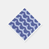 海模様のストライプの帆船 スタンダードカクテルナプキン (角)