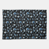 海模様の下の水色 キッチンタオル (横)