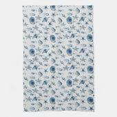 海模様の下の水色 キッチンタオル (縦)
