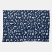 海模様の下の水色 キッチンタオル (横)