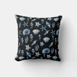 海模様の下の水色 クッション