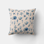 海模様の下の水色 クッション (裏面)