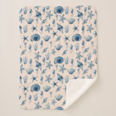 海模様の下の水色 シェルパブランケット (正面)