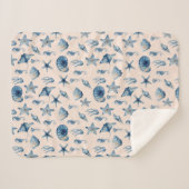 海模様の下の水色 シェルパブランケット (正面(横))